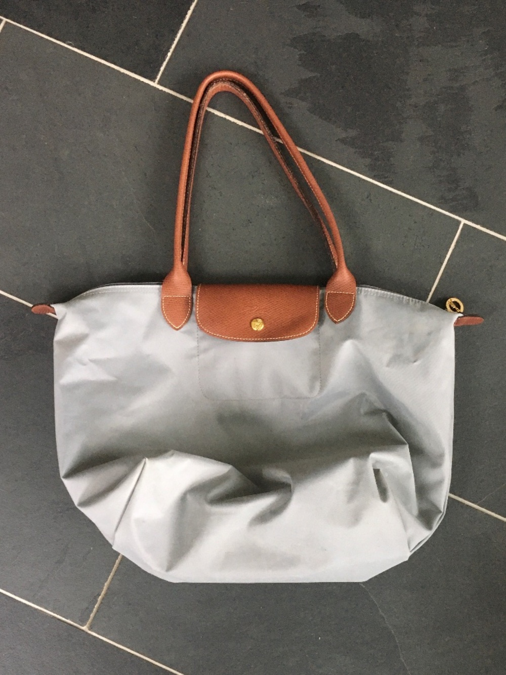 Grey Longchamp Tote Bag